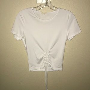 Ultra Flirt White Ruched Crop Top